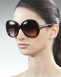 D0B65 Givenchy Rounded Resin Sunglasses, Dark Havana