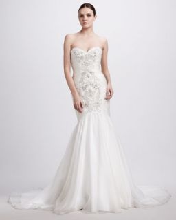 Theia Tiered Organza Mermaid Gown   