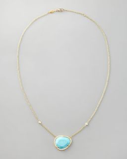 O5269 Penny Preville Diamond Trimmed Turquoise Pendant Necklace