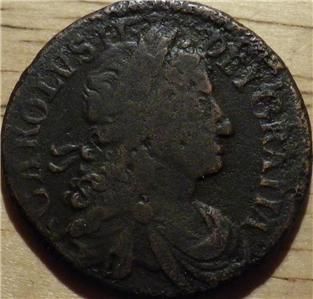 1680 Charles II Hibernia 1/2 Penny   GREAT COIN   Very Nice LOOK