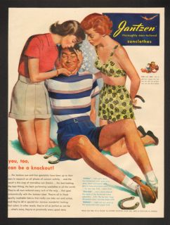 1949 Pete Hawley Sexy Art Jantzen Sun Clothes Print Ad