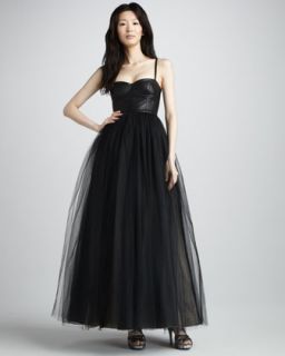 T5DGC Alice + Olivia Ona Leather Bustier Gown