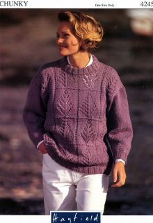 HAYFIELD 4245 LADYS CHUNKY PATCHWORK SWEATER KNITTING PATTERN ONE SIZE