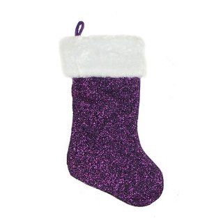 17 Shimmering Purple Metallic Glitter Christmas Stocking