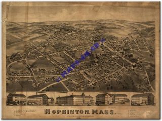 1880 Hopkinton Massachusetts Middlesex County MA Map CD