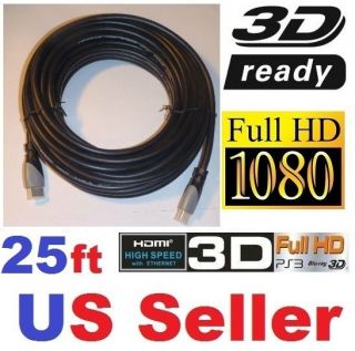  Gold HDMI Cable 1080p for PS3 HDTV 3D Blu Ray Hi Def Ver 1 4