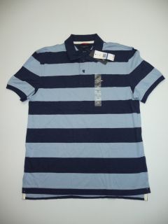 Tommy Hilfiger Mens Size XL Slim Fit Blue Striped Polo Shirt New