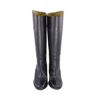 Hermes Black Leather Knee High Riding Boots 2519 1 NYC L
