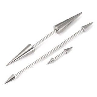 Straight Steel DOUBLE Cone Barbell   Nipple, Rook, Ear 14g 1/4 (6mm