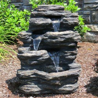 24 Rock Waterfall Garden Fountain w/ LED Lights Perfect
