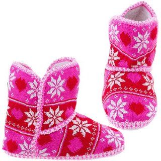 Pink Snowflake Fair Isle Bootie Slippers for Women S/5 6