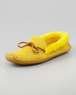 ralph lauren shearling lined suede slipper yellow $ 175 00 ralph