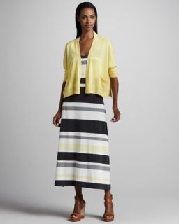 46QB Joan Vass Boxy Jersey Cardigan & Striped Jersey Maxi Dress