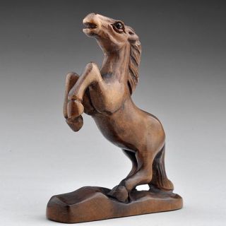  wood boxwood sculpture carving statue craft netsuke sturdy horse jump