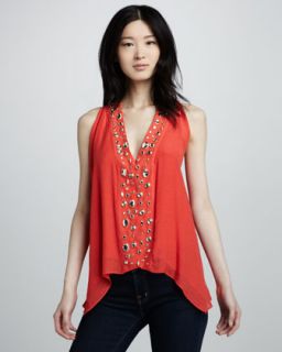  top available in poppy $ 194 00 t bags jeweled sleeveless trapeze top