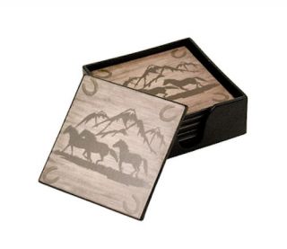 Horse Western Gifts Leather Drink Coasters Horses