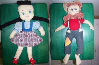  Vintage Rag Dolls. Country Girl and Hillbilly.Homemade +Doll Clothes