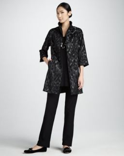 4343 Eileen Fisher Blurred Ikat Coat, Sleeveless Silk Tunic & Slim