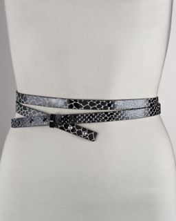 Donna Karan Stretch Taffeta Top, Leather Wrap Belt & Double Layer