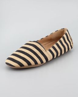 X1GA7 Eileen Fisher Map Striped Canvas Slip On Loafer