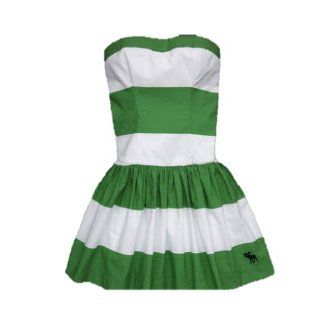 Abercrombie & Fitch Strapless Stripe Green Dress   Size
