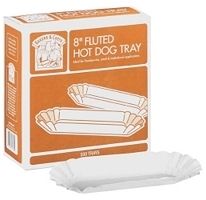 100 Hot Dog Paper Fluted Trays Holders Bakers and Chefs Food Service