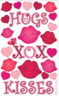 Hugs Kisses Heart Lips Sandylion Stickers 4x6 Love