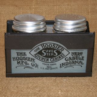 Hoosier Salt Pepper Shaker Caddy Brown Vintage Advertisement Country