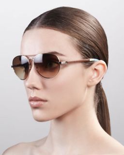 TOMS Eyewear Classic 301 Aviator Sunglasses, Golden/Brown   Neiman