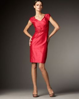 Kay Unger New York Cap Sleeve Shantung Dress   