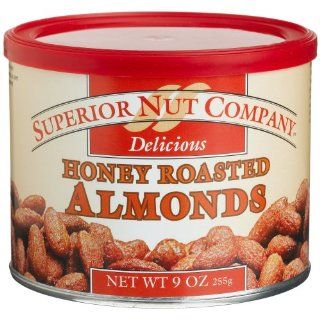 Superior Nut Honey Roasted Almonds, 9 Ounce Canisters (Pack of 6