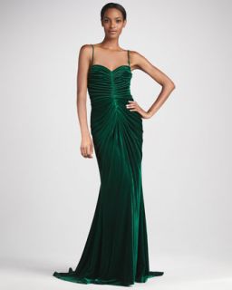  in seagrass $ 370 00 tadashi shoji ruched velvet sweetheart gown