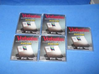 OF 5 NEW Verbatim 3.5 Magneto Optical Media Disk CD Rewritable 640MB