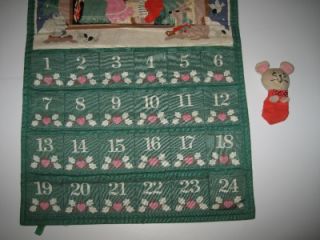 Vintage 1987 Avon Cloth Christmas Advent Countdown Calendar with Mouse
