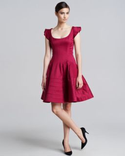 Nicole Miller Cap Sleeve Ruched Dress   