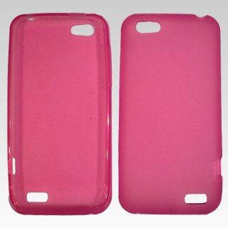 HTC 1V Hot Pink Jelly TPU Skin Case / Semi hard Sleeve