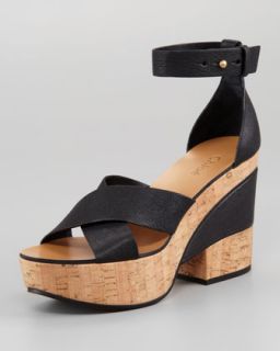 X1HHB Chloe Crisscross Cork and Leather Platform Sandal