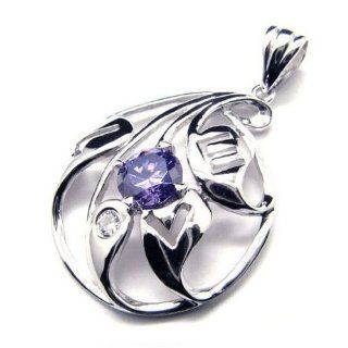 Purple Zircon 925 Quality Silver Plated Pendant Necklace