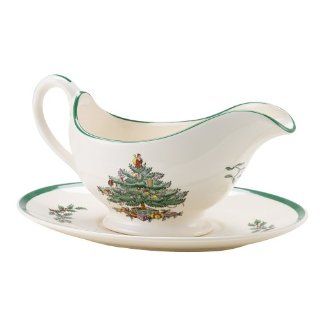 Spode Christmas Tree Sauce Boat and Stand Kitchen