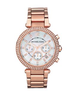  steel parker chronograph glitz watch available in rose gold $ 250