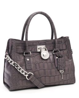 MICHAEL Michael Kors Hamilton Satchel, Slate Crocodile Embossed