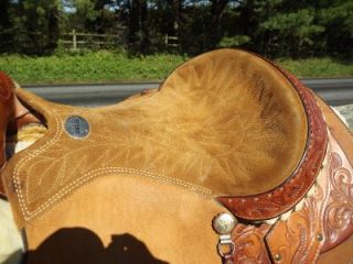 16 Seat Used Billy Cook Roughout Tooled Leather Western Roping Saddle