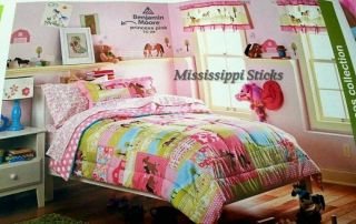   Pink Pretty Horses Pony Bedding Comforter Sheet Set Twin single size
