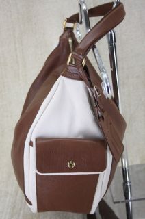  Laurent YSL Brown Leather and Canvas Multy Hobo Bag New $1995