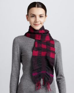 ruched check cashmere scarf fuchsia $ 295