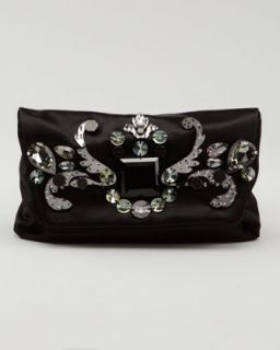 V16PK Lanvin Jeweled Satin Clutch Bag