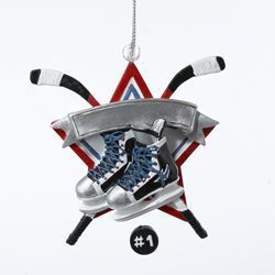 KSA Hockey Skates with Puck Ornament Personalizable Great Stocking