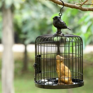 Black Bird Cage Cat Hanging Outdoor Garden Candle Holder Bird House