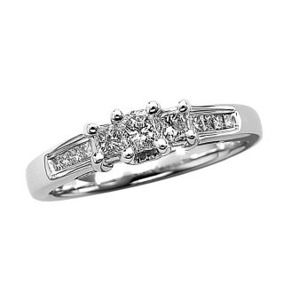  Diamond Ring 0 50 Ct TW Princess Cut 14k White Gold Size 6