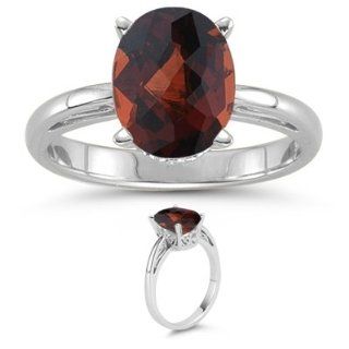 38 Cts Garnet Solitaire Ring in 18K White Gold 9.0 Jewelry 